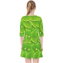 Lime Textures Macro, Tropical Fruits, Citrus Fruits, Green Lemon Texture Quarter Sleeve Pocket Dress View2