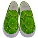 Lime Textures Macro, Tropical Fruits, Citrus Fruits, Green Lemon Texture Men s Canvas Slip Ons View1