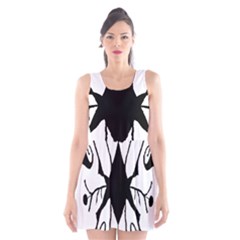 Black Silhouette Artistic Hand Draw Symbol Wb Scoop Neck Skater Dress by dflcprintsclothing