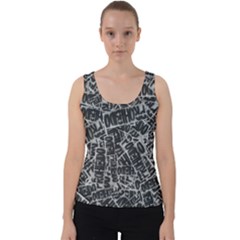 Rebel Life: Typography Black And White Pattern Velvet Tank Top by dflcprintsclothing