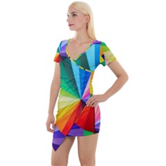 Bring Colors To Your Day Short Sleeve Asymmetric Mini Dress by elizah032470