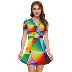 Bring Colors To Your Day V-neck High Waist Chiffon Mini Dress by elizah032470