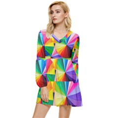 Bring Colors To Your Day Tiered Long Sleeve Mini Dress by elizah032470