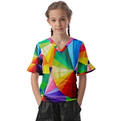 Bring Colors To Your Day Kids  V-neck Horn Sleeve Blouse by elizah032470