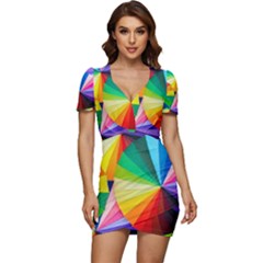 Bring Colors To Your Day Low Cut Cap Sleeve Mini Dress by elizah032470