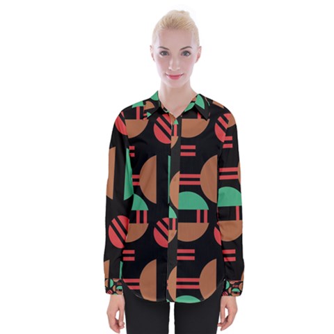 Abstract Geometric Pattern Womens Long Sleeve Shirt by Maspions