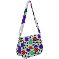 Bloom Plant Flowering Pattern Saddle Handbag by Maspions