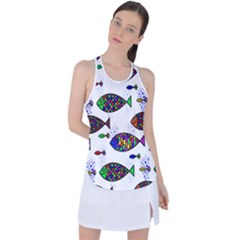 Fish Abstract Colorful Racer Back Mesh Tank Top by Maspions