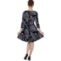 Leaves Flora Black White Nature Quarter Sleeve Ruffle Waist Dress View2