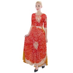 Grapefruit-fruit-background-food Half Sleeves Maxi Dress by Maspions