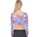 Cloud Seamless Pattern Long Sleeve Crop Top View2