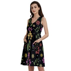 Embroidery Seamless Pattern With Flowers Sleeveless Dress With Pocket by Apen