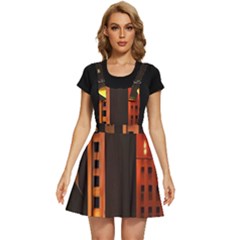 Sci-fi Futuristic Science Fiction City Neon Scene Artistic Technology Machine Fantasy Gothic Town Bu Apron Dress by Posterlux