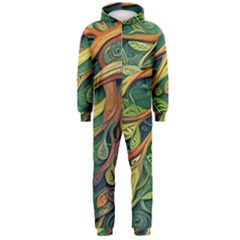 Outdoors Night Setting Scene Forest Woods Light Moonlight Nature Wilderness Leaves Branches Abstract Hooded Jumpsuit (men) by Posterlux