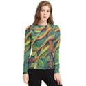 Outdoors Night Setting Scene Forest Woods Light Moonlight Nature Wilderness Leaves Branches Abstract Women s Long Sleeve Rash Guard View1