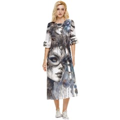 Woman In Space Double Cuff Midi Dress by CKArtCreations