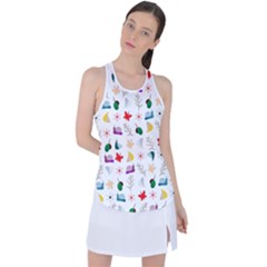 Snails Butterflies Pattern Seamless Racer Back Mesh Tank Top by Maspions