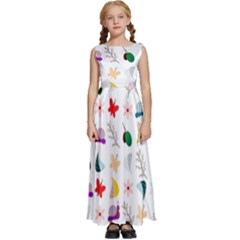 Snails Butterflies Pattern Seamless Kids  Satin Sleeveless Maxi Dress by Maspions