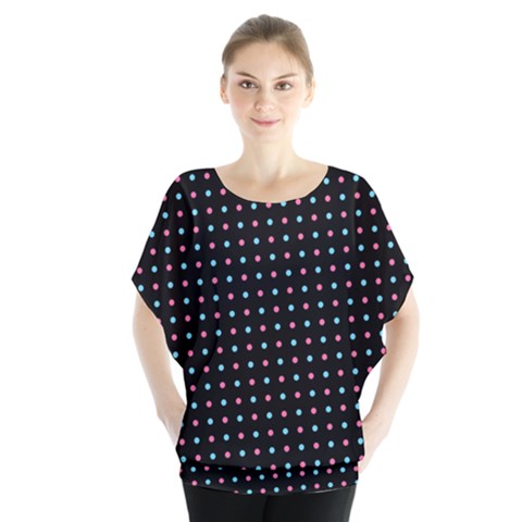 Pattern Dots Dot Seamless Batwing Chiffon Blouse by Maspions