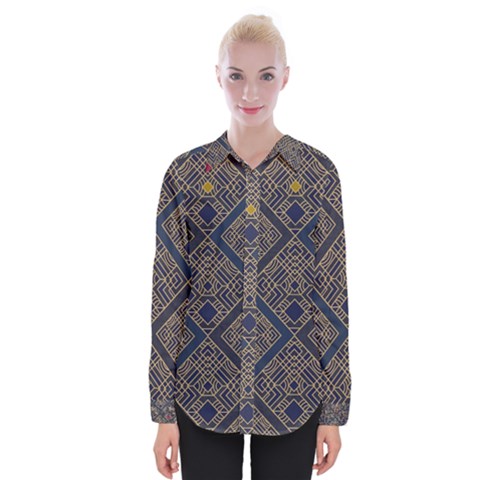 Pattern Seamless Antique Luxury Womens Long Sleeve Shirt by Maspions