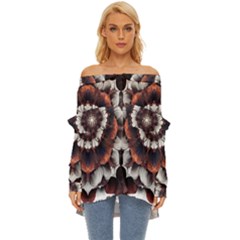 Mandala Design Pattern Off Shoulder Chiffon Pocket Shirt by Maspions