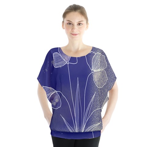 Flower Nature Abstract Art Batwing Chiffon Blouse by Maspions