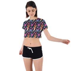 Beautiful Pattern Tie Back Short Sleeve Crop T-shirt by Sparkle