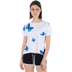 Butterfly-blue-phengaris Open Back Sport T-shirt by saad11