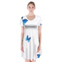 Butterfly-blue-phengaris Short Sleeve V-neck Flare Dress View1