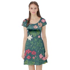 Spring Design  Short Sleeve Skater Dress by AlexandrouPrints