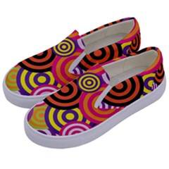 Abstract Circles Background Retro Kids  Canvas Slip Ons by Ravend