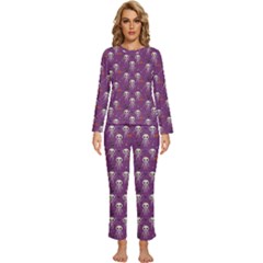 Skull Halloween Pattern Womens  Long Sleeve Lightweight Pajamas Set by Maspions