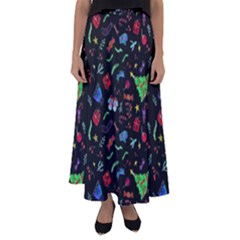 New Year Christmas Background Flared Maxi Skirt by Maspions