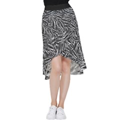 Monochrome Mirage Frill Hi Low Chiffon Skirt by dflcprintsclothing