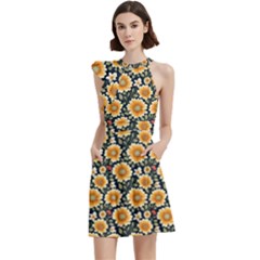 Flower 120424 Cocktail Party Halter Sleeveless Dress With Pockets by zappwaits