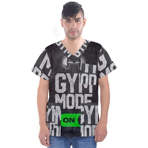 Gym Mode Men s V-neck Scrub Top by Store67