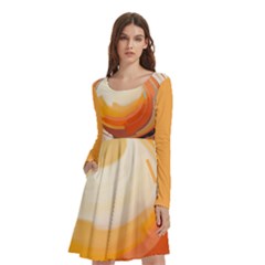 Seamless Oranges, Long Sleeve Knee Length Skater Dress With Pockets by artameybodi