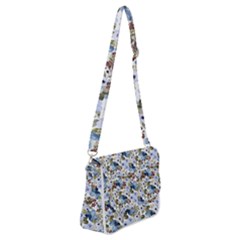 Blue Flowers Shoulder Bag With Back Zipper by DinkovaArt