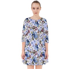 Blue Flowers Smock Dress by DinkovaArt