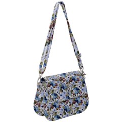 Blue Flowers Saddle Handbag by DinkovaArt