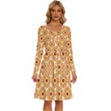 Pattern Shape Design Art Drawing Long Sleeve Dress With Pocket View1