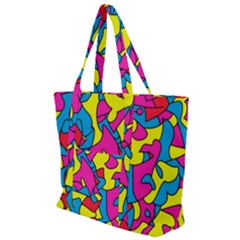 Colorful-graffiti-pattern-blue-background Zip Up Canvas Bag by designsbymallika