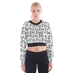 Erotic Pants Motif Black And White Graphic Pattern Black Backgrond Cropped Sweatshirt by dflcprintsclothing