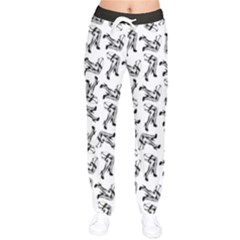 Erotic Pants Motif Black And White Graphic Pattern Black Backgrond Women Velvet Drawstring Pants by dflcprintsclothing