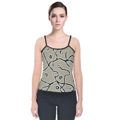 Sketchy Abstract Artistic Print Design Velvet Spaghetti Strap Top by dflcprintsclothing