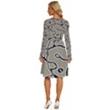 Sketchy abstract artistic print design Long Sleeve Dress With Pocket View4