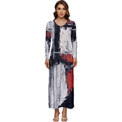 Abstract  Long Sleeve Longline Maxi Dress by Sobalvarro