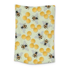 Bees Pattern Honey Bee Bug Honeycomb Honey Beehive Small Tapestry by Bedest