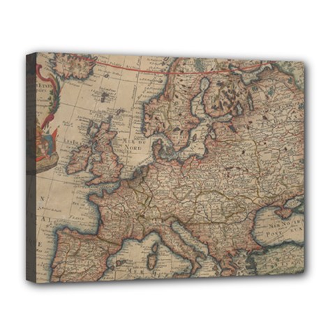 Old Vintage Classic Map Of Europe Canvas 14  X 11  (stretched) by Paksenen