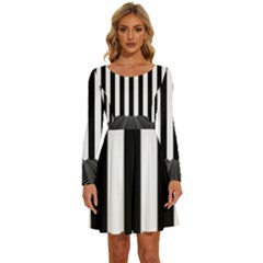 Stripes Geometric Pattern Digital Art Art Abstract Abstract Art Long Sleeve Wide Neck Velvet Dress by Proyonanggan